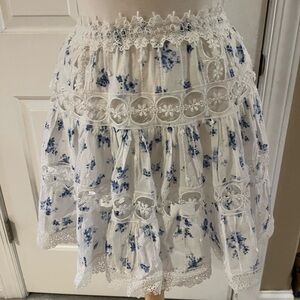 Olivacious Blue Floral Flirty casual mini skirt-Size Medium